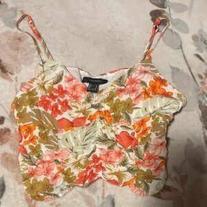 Forever 21 Floral Camisole - Orange and Green